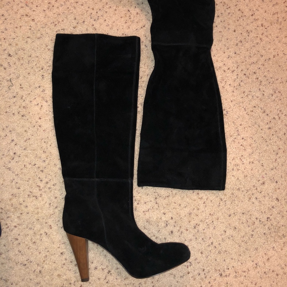 Joie black suede high heel slouch boot